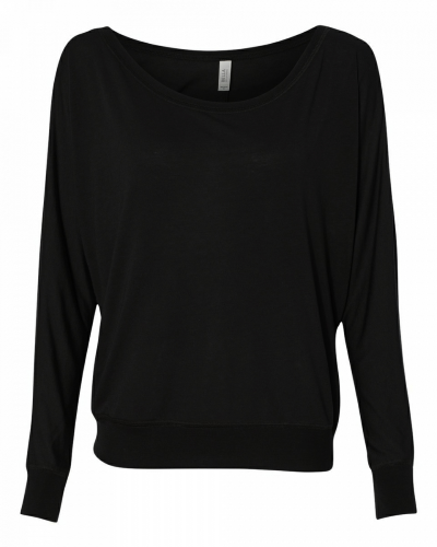 Ladies' Flowy Long-Sleeve Off Shoulder T-Shirt front Image