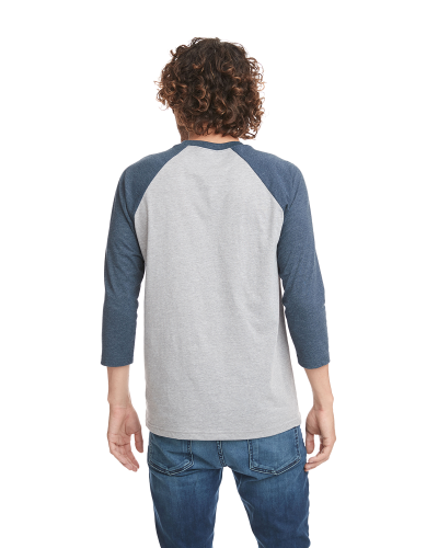 Unisex CVC 3/4 Sleeve Raglan Baseball T-Shirt back Image