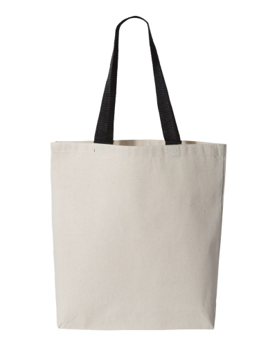 Q-Tees - 11L Canvas Tote with Contrast-Color Handles front Thumb Image