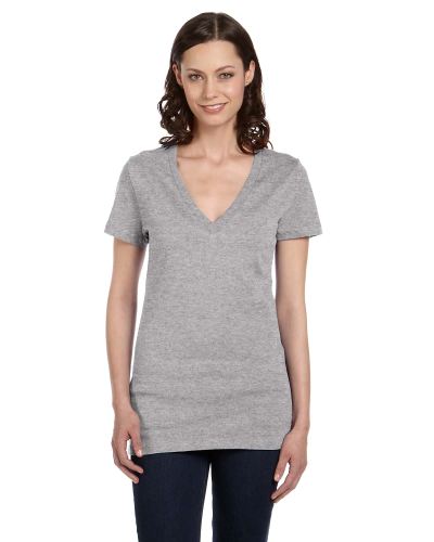 Ladies' Short-Sleeve Deep V-Neck T-Shirt
